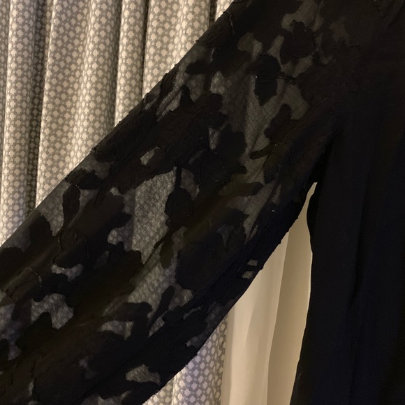 NWOT Ann Taylor LOFT Black Tie-Back Blouse - Picture 2 of 5